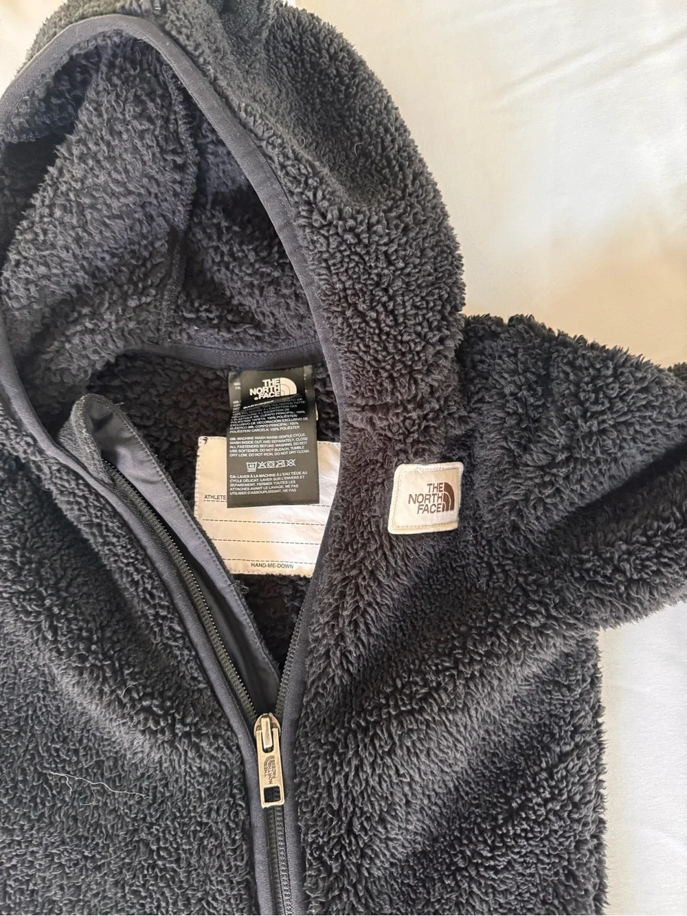 The North Face Black Sherpa Hooded Kids One-Piece Coverall